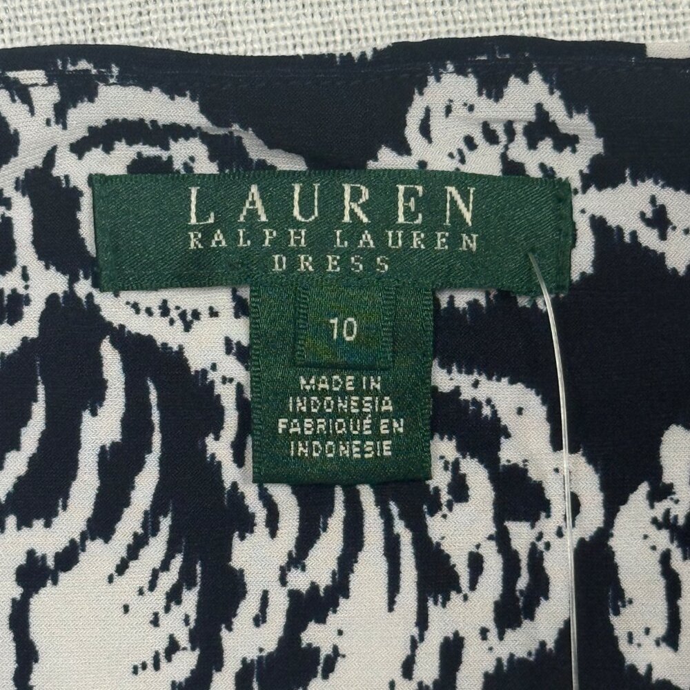 Lauren Ralph Lauren Dress Floral Print Cowl Neck Light Navy Stretch Size 10 NWT - Picture 9 of 10